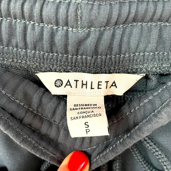 Athleta Gray/Blue Drawstring, Elastic Waist, Side Pocket Sweat Skirt Sz S - Picture 3 of 7